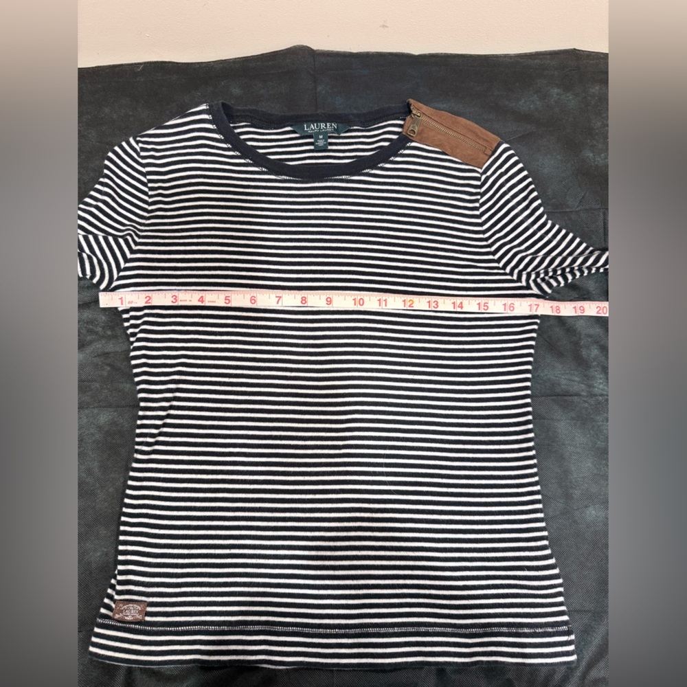 🔥Ralph Lauren Black and White Striped Women's Top Size M EC🔥 - Picture 7 of 7